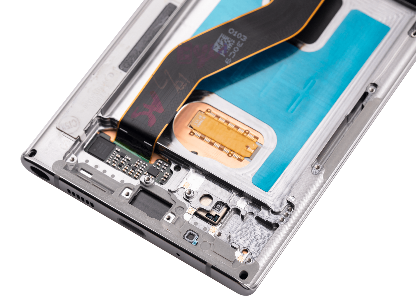 OLED Assembly With Frame For Samsung Galaxy Note 10 Plus / 5G (Aftermarket Plus) (Aura Glow / Silver)
