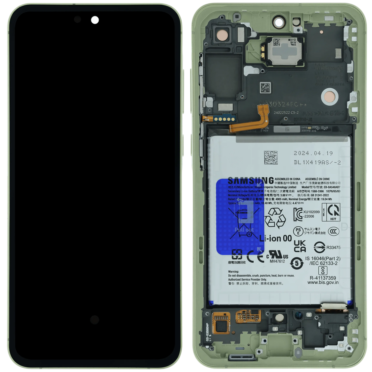 OLED Assembly With Frame For Samsung Galaxy A55 (A556 / 2024) (Service Pack) (Lemon) - product image 6