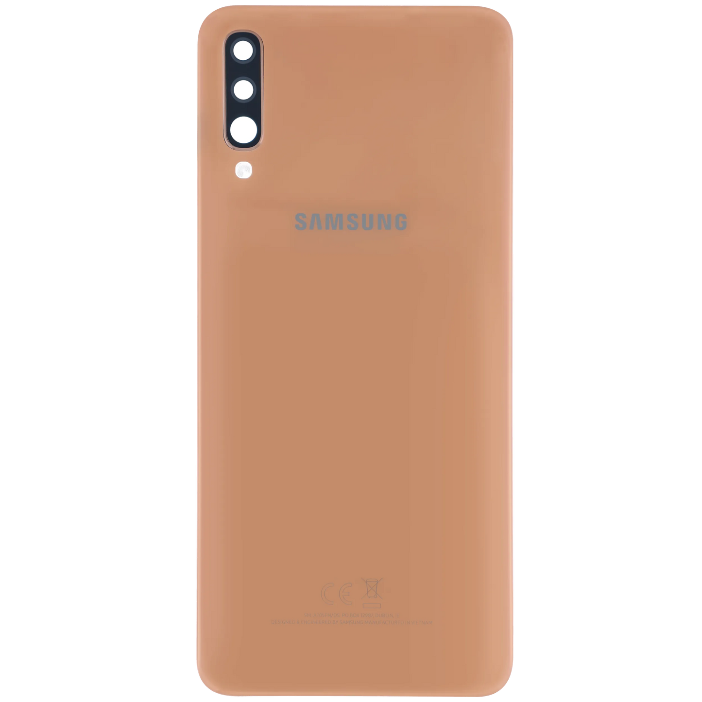 Back Cover with Camera Lens Compatible For Samsung Galaxy A70 (A705) (Service Pack) (Orange)