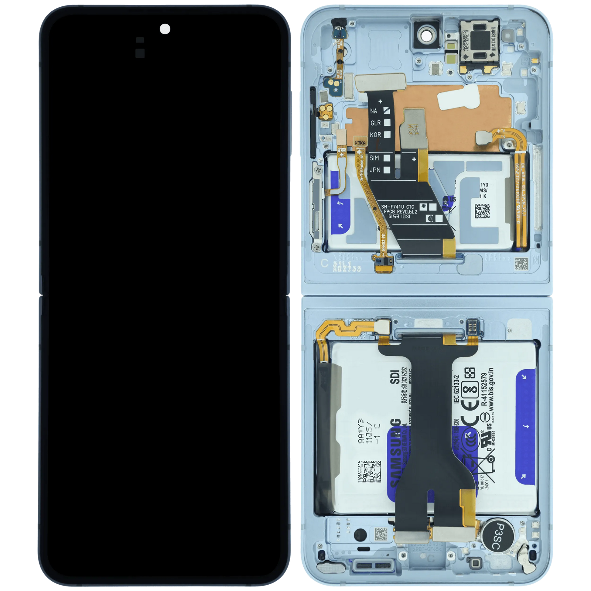 Inner OLED Assembly With Frame For Samsung Galaxy Z Flip 6 5G (US & International) (Blemish C) (Blue)