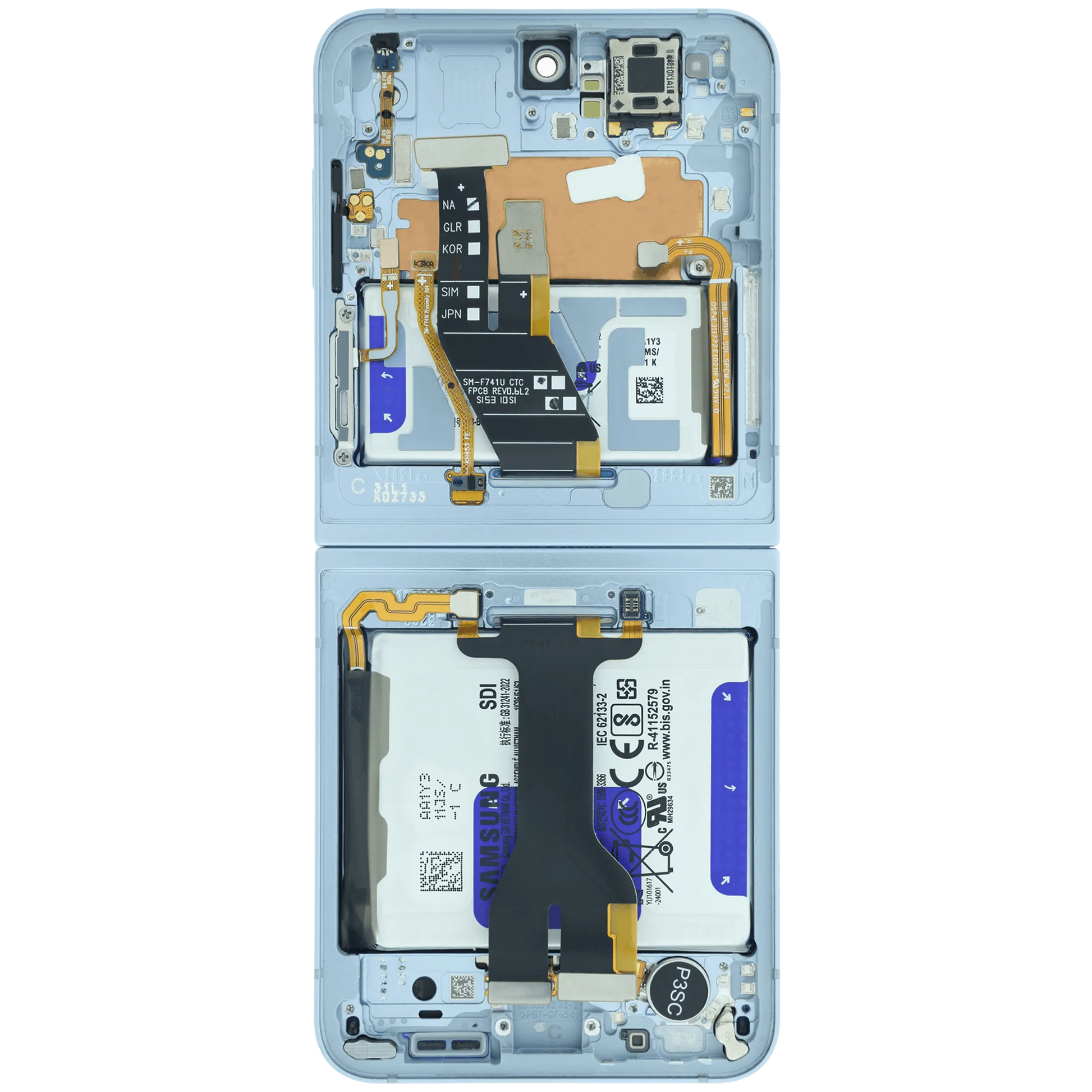 Inner OLED Assembly With Frame For Samsung Galaxy Z Flip 6 5G (US & International) (Blemish C) (Blue)