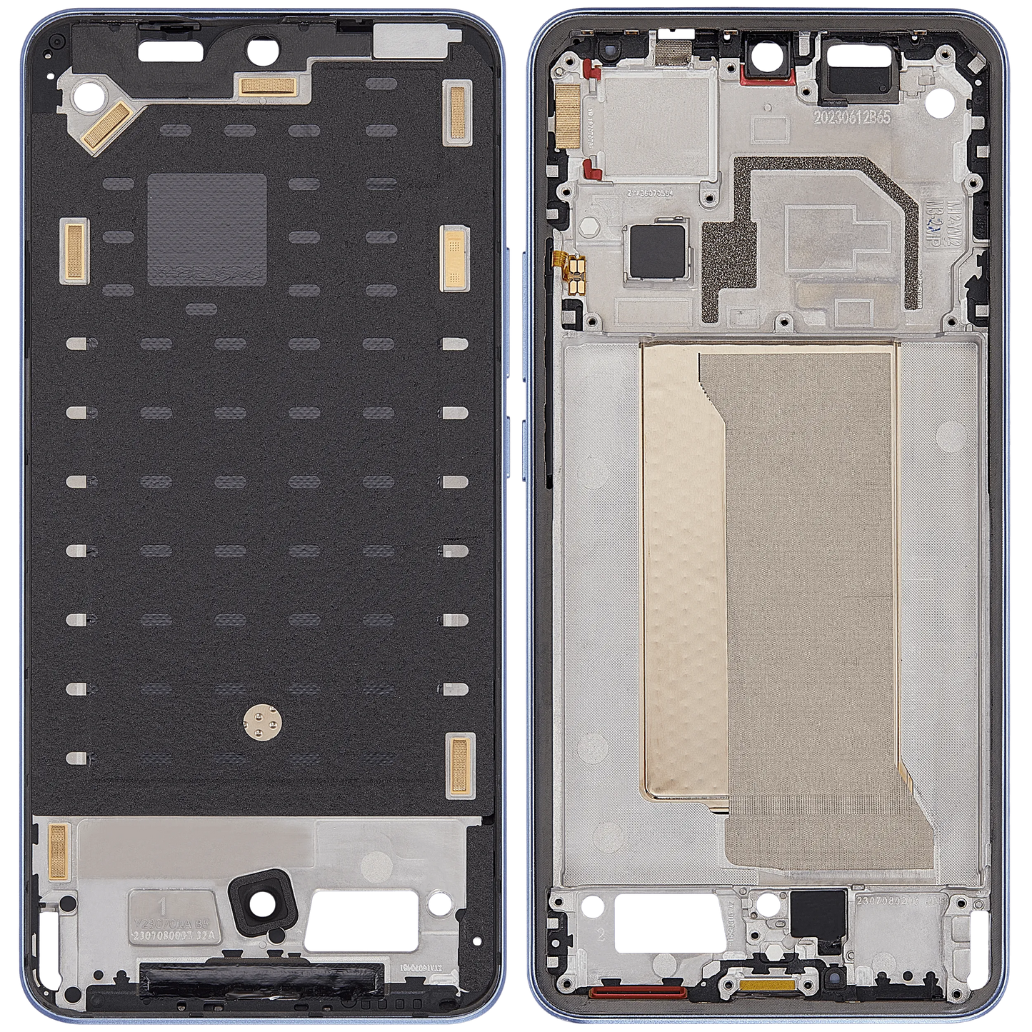 Mid-Frame Housing For Xiaomi 13T / 13T Pro (Alpine Blue) – phone repair part product angle – Phone Housing Replacement for phone repair