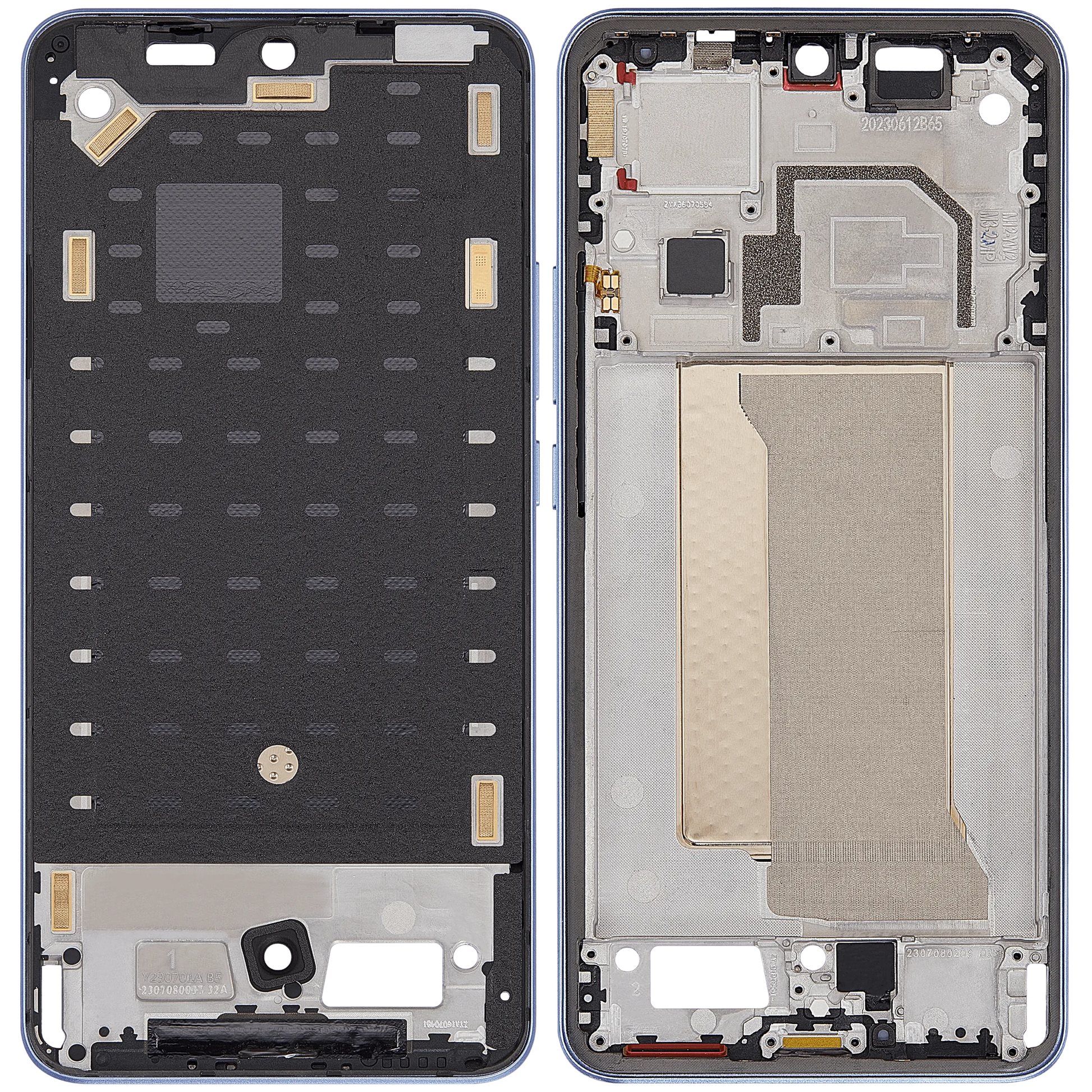 Mid-Frame Housing For Xiaomi 13T / 13T Pro (Alpine Blue) – phone repair part product angle – Phone Housing Replacement for phone repair