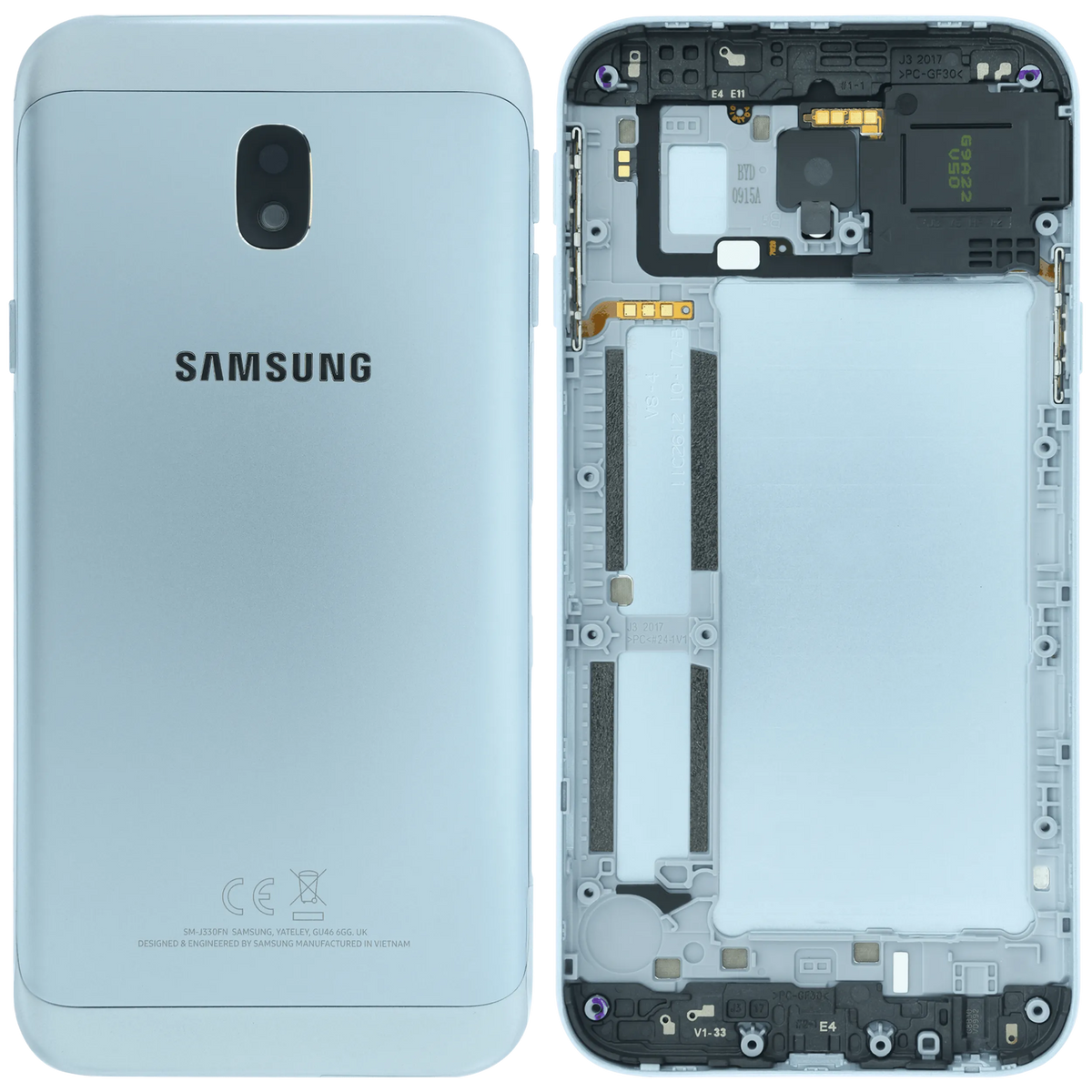Back Cover Glass for Samsung J3 (J327 / 2017) (Service Pack) (Silver) | Samsung Galaxy J3 (J327 / 2017) Replacement Parts | product image 4