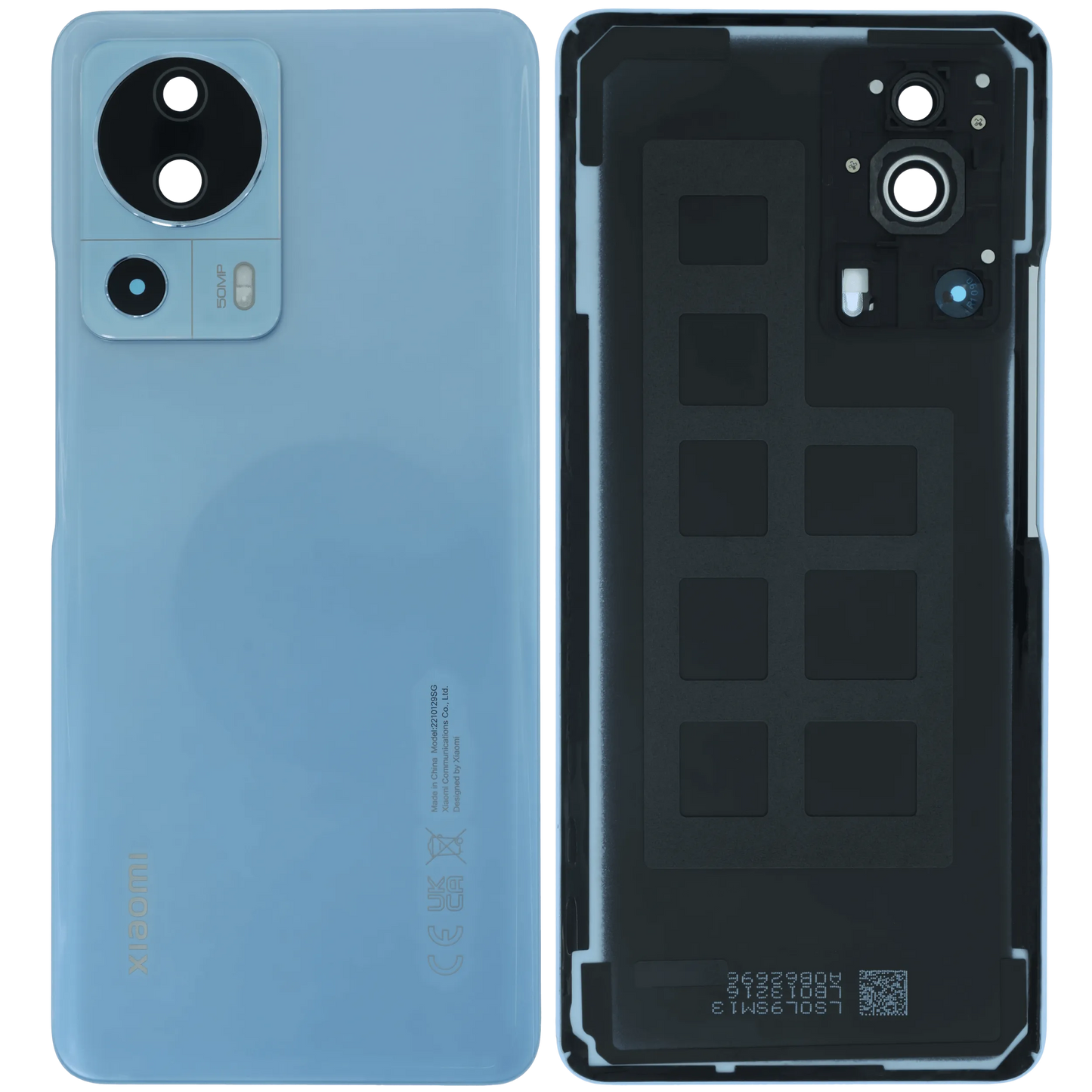 Back Cover Glass for Xiaomi 13 Lite (Service Pack) (Lite Blue) – repair component detail view – Back Cover Replacement for phone repair