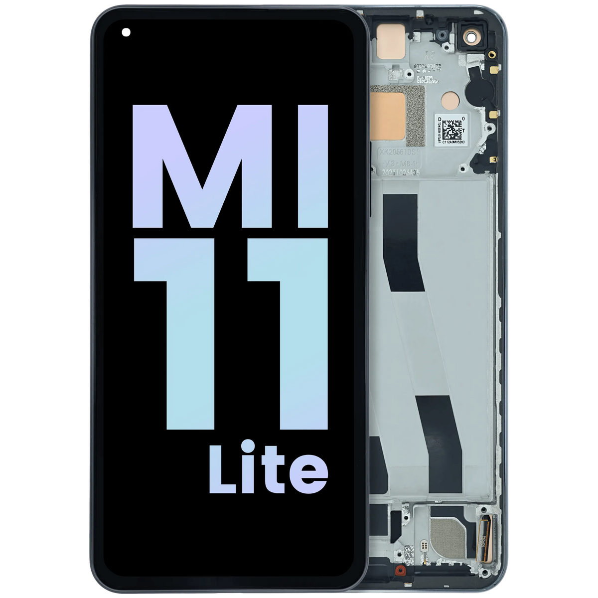 OLED Assembly With Frame for Xiaomi Mi 11 Lite 5G (Service Pack) (Boba Black) - replacement part product image SKU 107183200491 - image 1