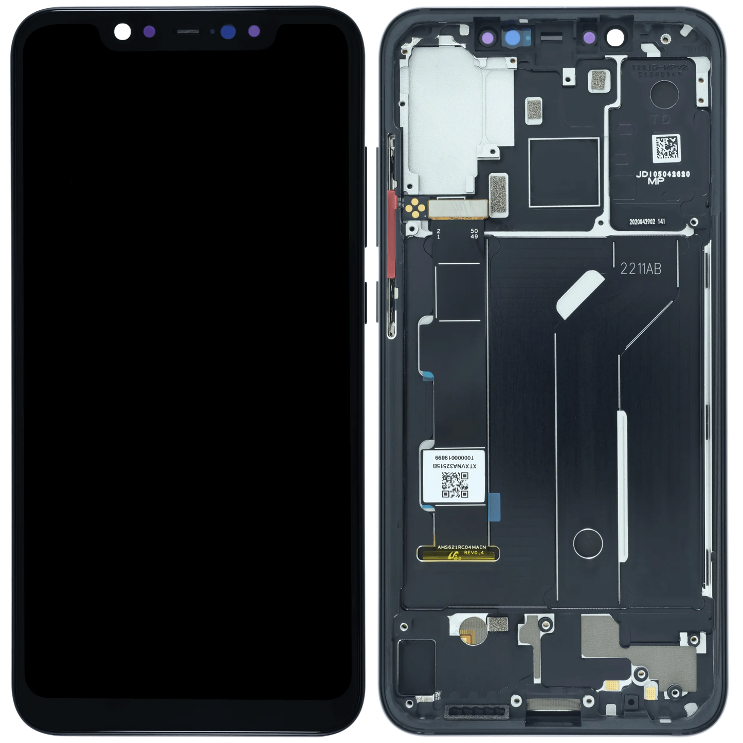 OLED Assembly With Frame for Xiaomi Mi 8 (Service Pack) (Black) - compatible device spare part image SKU 107183200499 - image 3