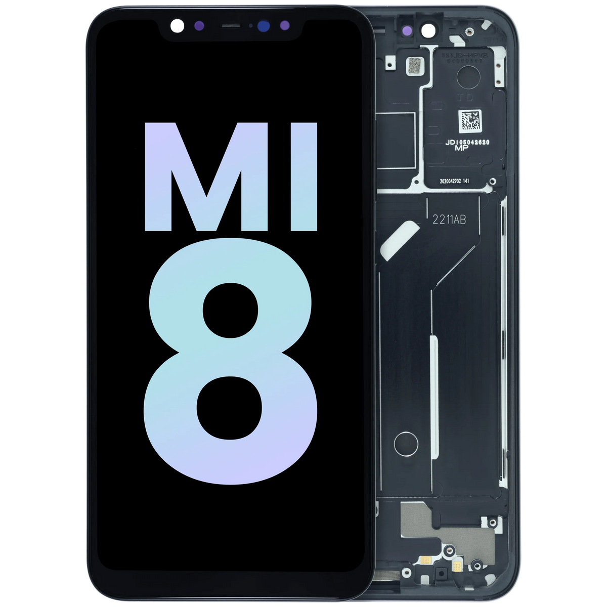OLED Assembly With Frame for Xiaomi Mi 8 (Service Pack) (Black) - replacement part product image SKU 107183200499 - image 1