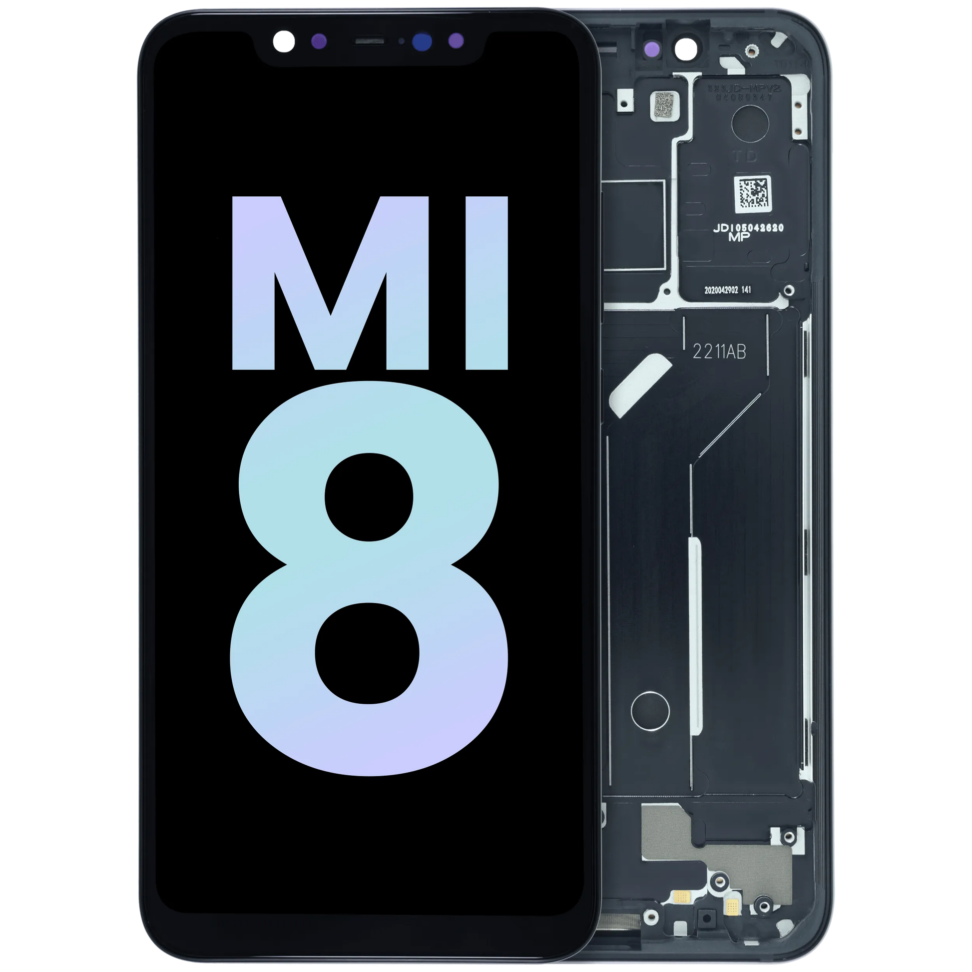 OLED Assembly With Frame for Xiaomi Mi 8 (Service Pack) (Black) - replacement part product image SKU 107183200499 - image 1
