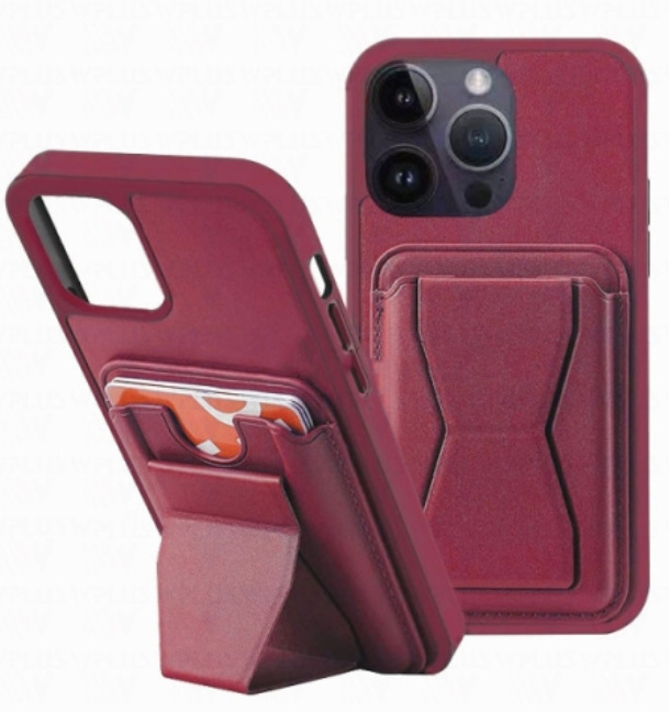 Rear Card Flap Side Case For Apple iPhone 15 Red