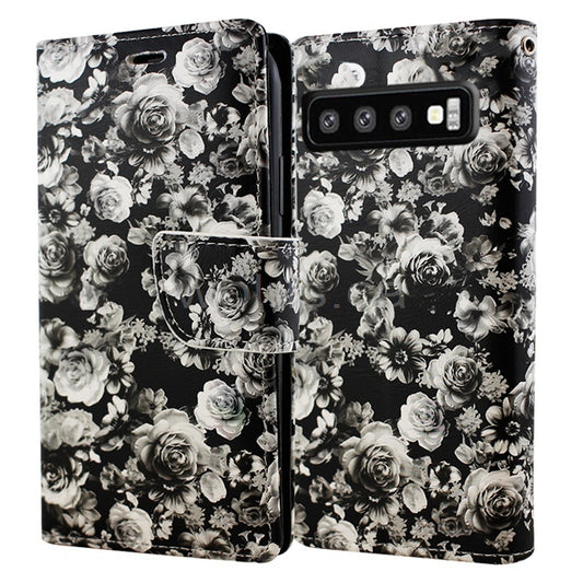 Black Floral Wallets for Samsung Galaxy S10 Plus