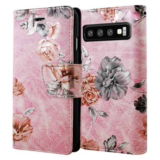 Light Pink Floral Wallets for Samsung Galaxy S10 Plus