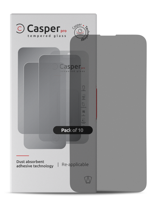 Casper Pro Tempered Glass For iPhone 13 / 13 Pro / 14 / 16e / 17e (10 Pack) (Privacy) - product image 1