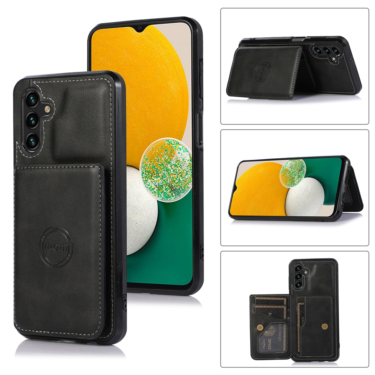 Rear Card Flip Side Case Black for Samsung A14 5G