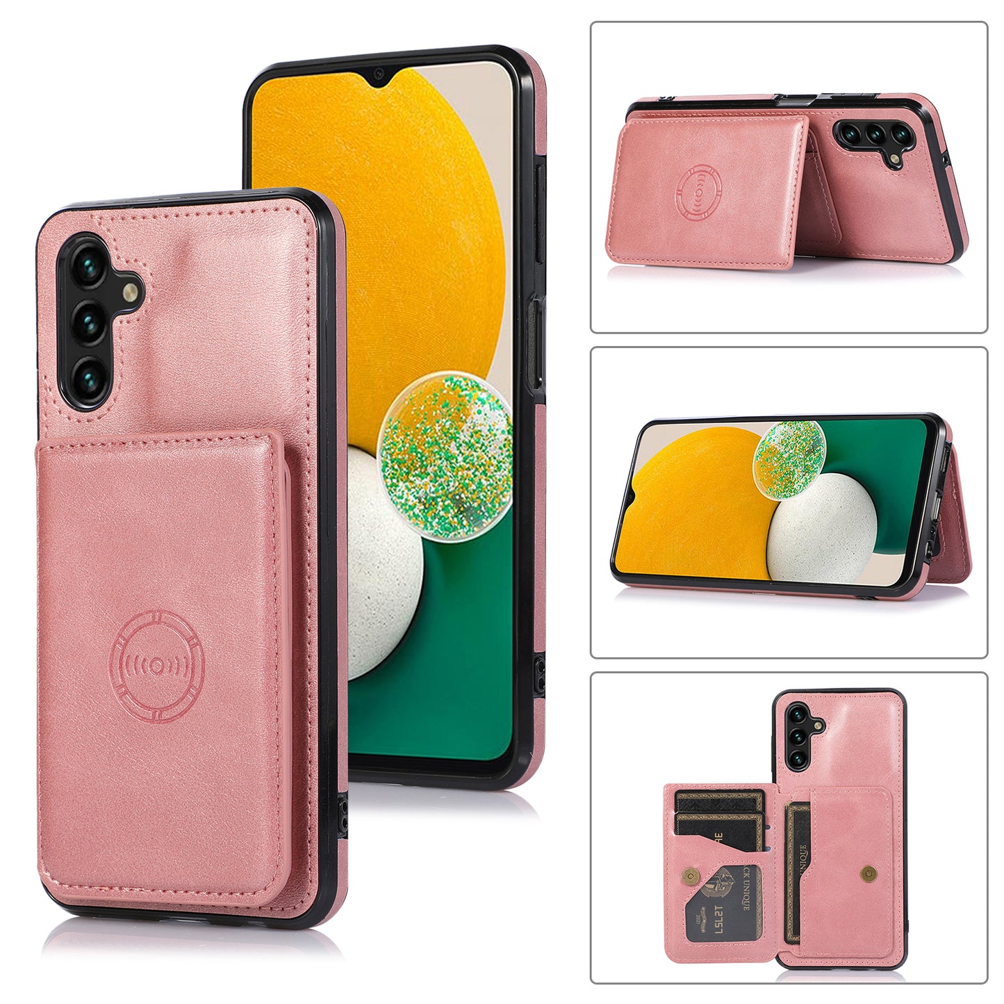 Rear Card Flip Side Rose Gold Case for Samsung A14 5G