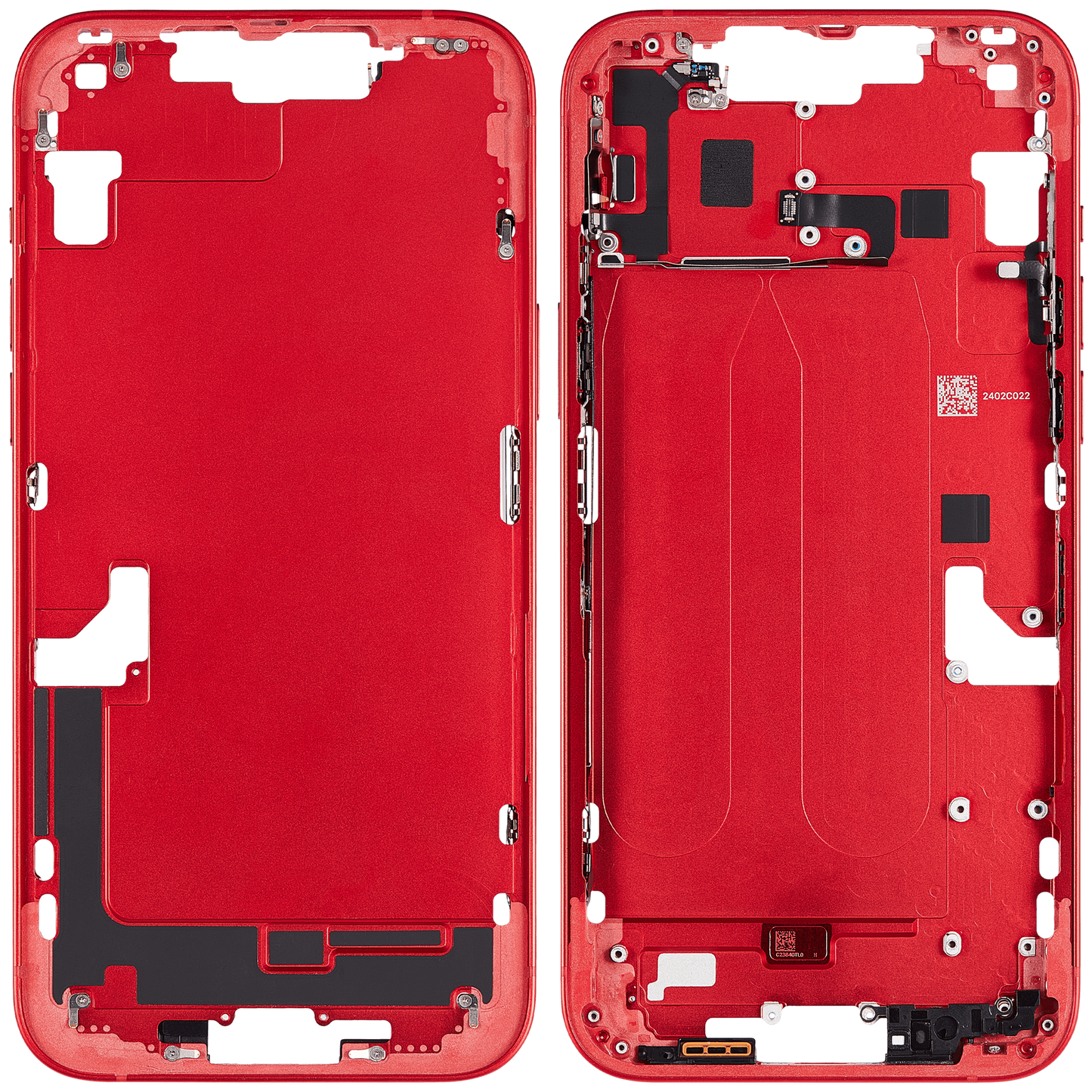 Mid-Frame Housing W/ Small Parts For iPhone 14 Plus (EU / Global Version) (Used OEM Pull: Grade A) (Red)