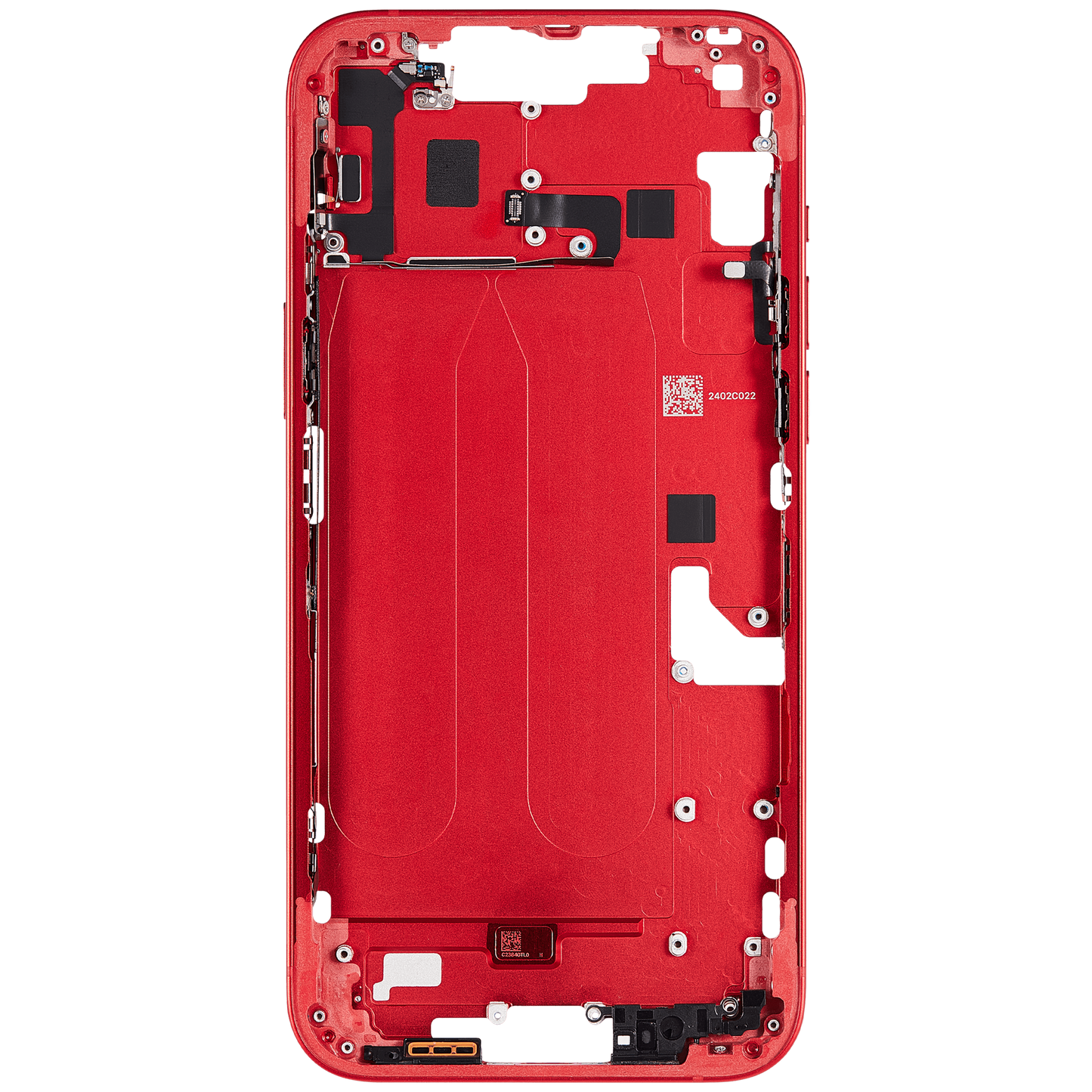 Mid-Frame Housing W/ Small Parts For iPhone 14 Plus (EU / Global Version) (Used OEM Pull: Grade A) (Red)