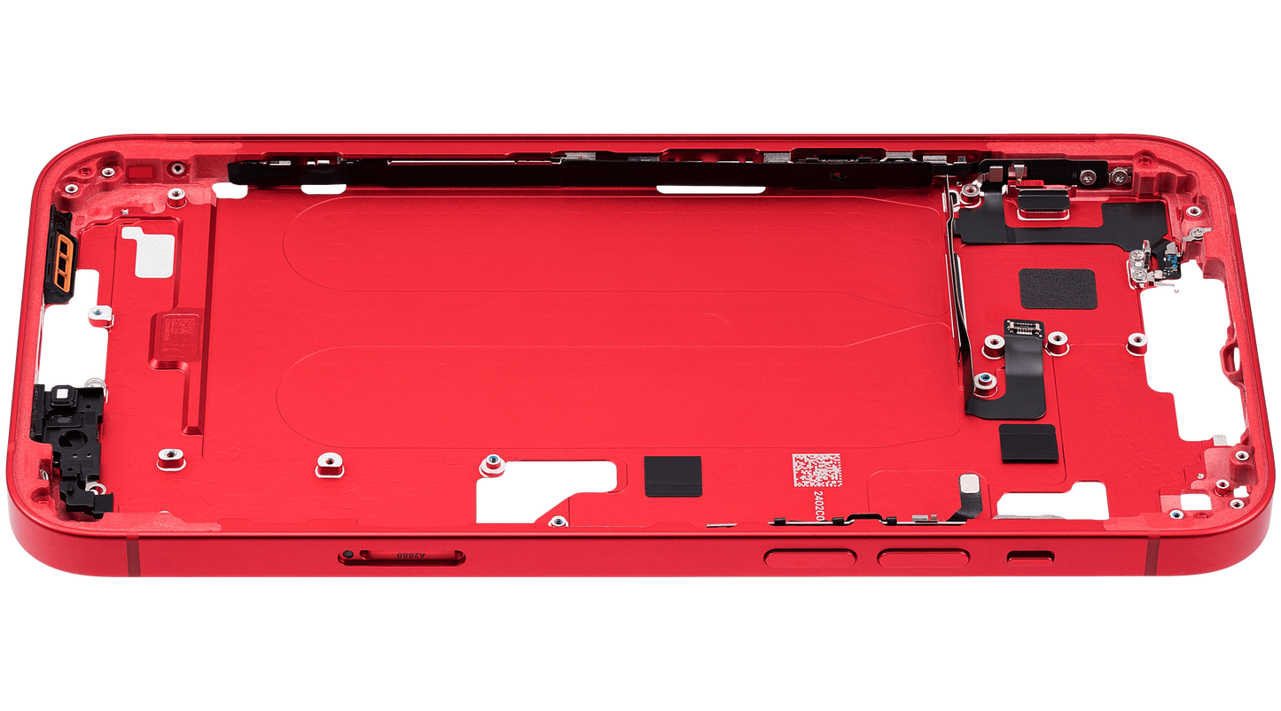 Mid-Frame Housing W/ Small Parts For iPhone 14 Plus (EU / Global Version) (Used OEM Pull: Grade A) (Red)