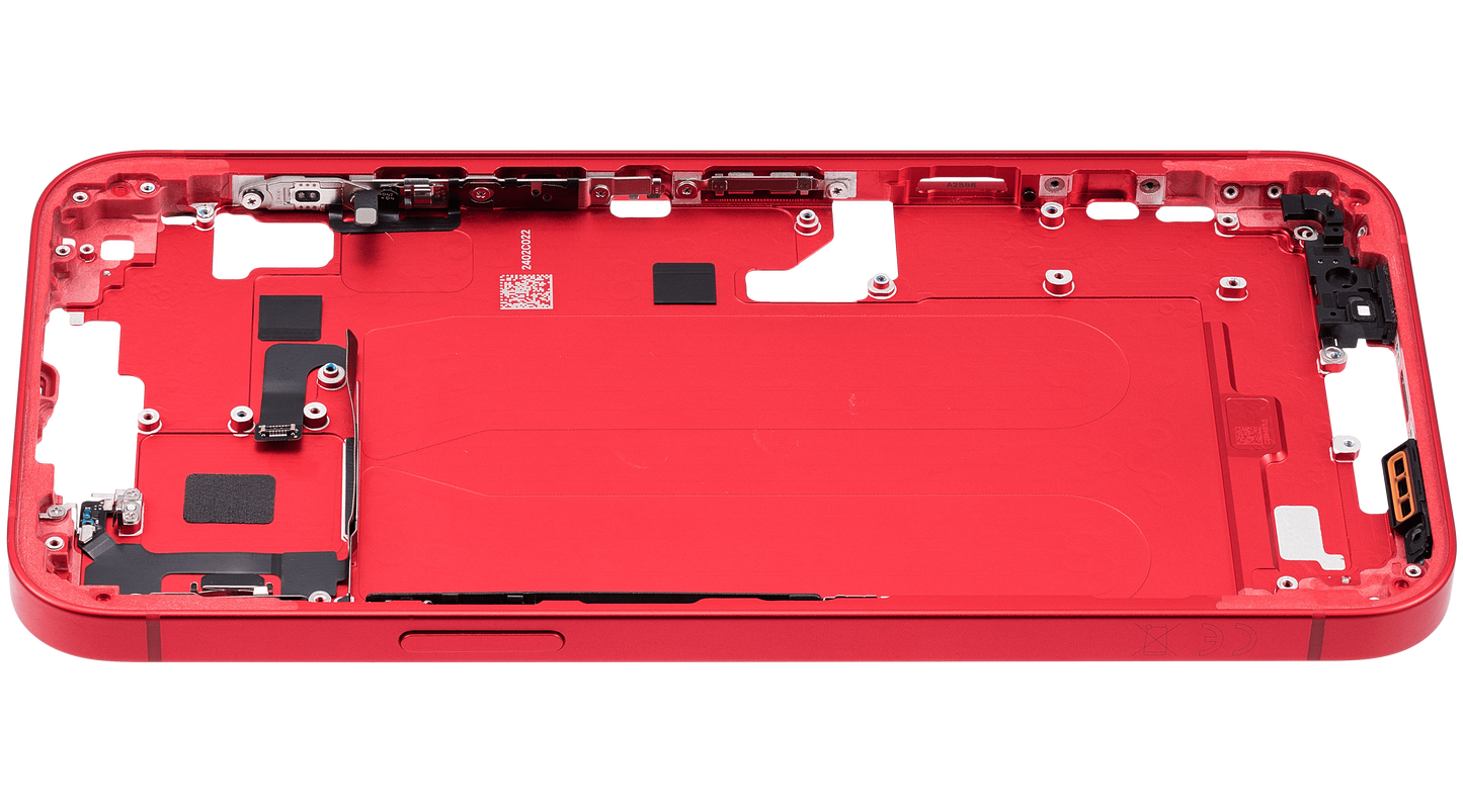 Mid-Frame Housing W/ Small Parts For iPhone 14 Plus (EU / Global Version) (Used OEM Pull: Grade A) (Red)