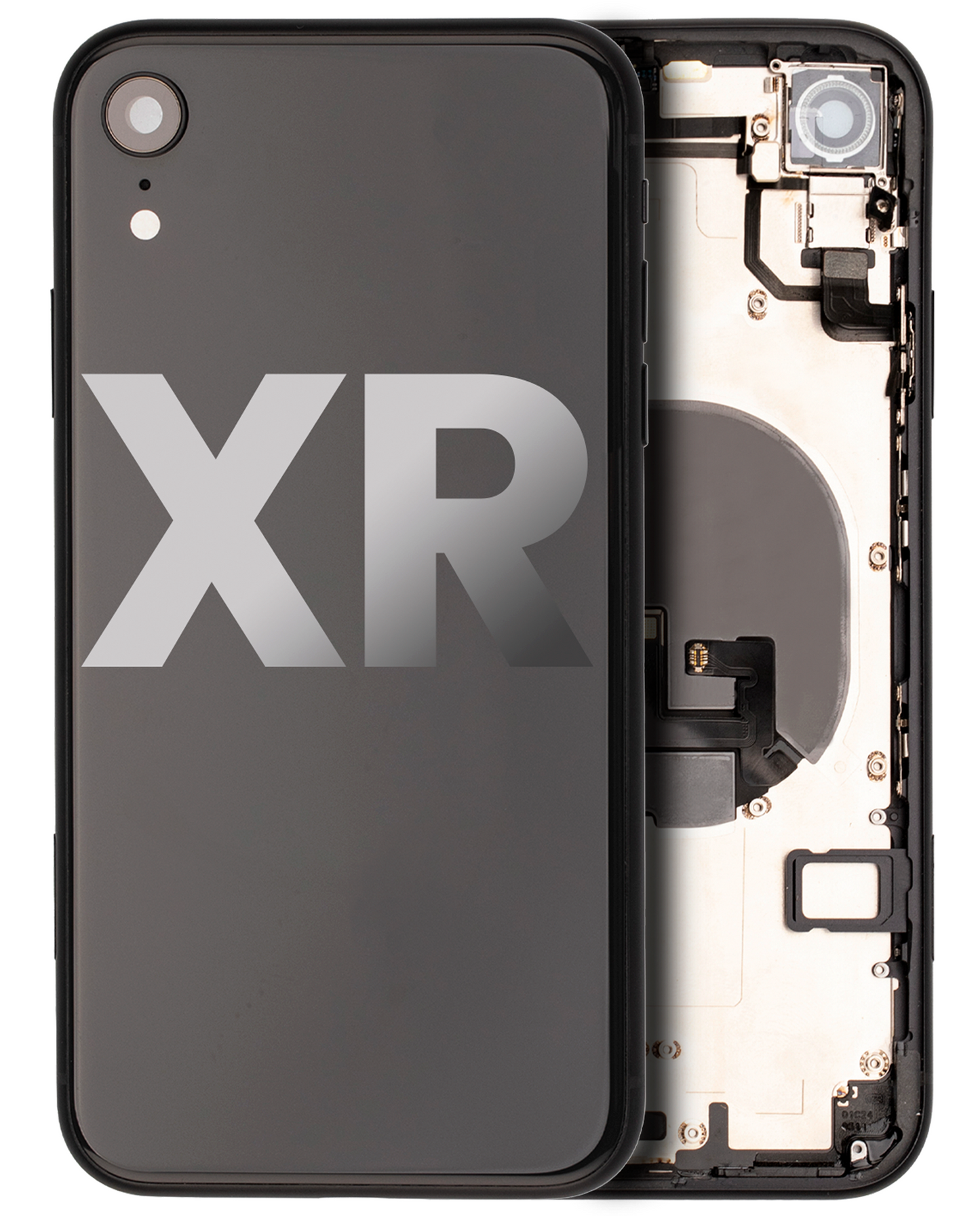 Back Housing W/ Small Parts For iPhone XR (Used OEM Pull: Grade C) (Black)