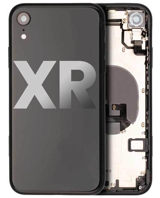 Back Housing W/ Small Parts For iPhone XR (Used OEM Pull: Grade C) (Black)