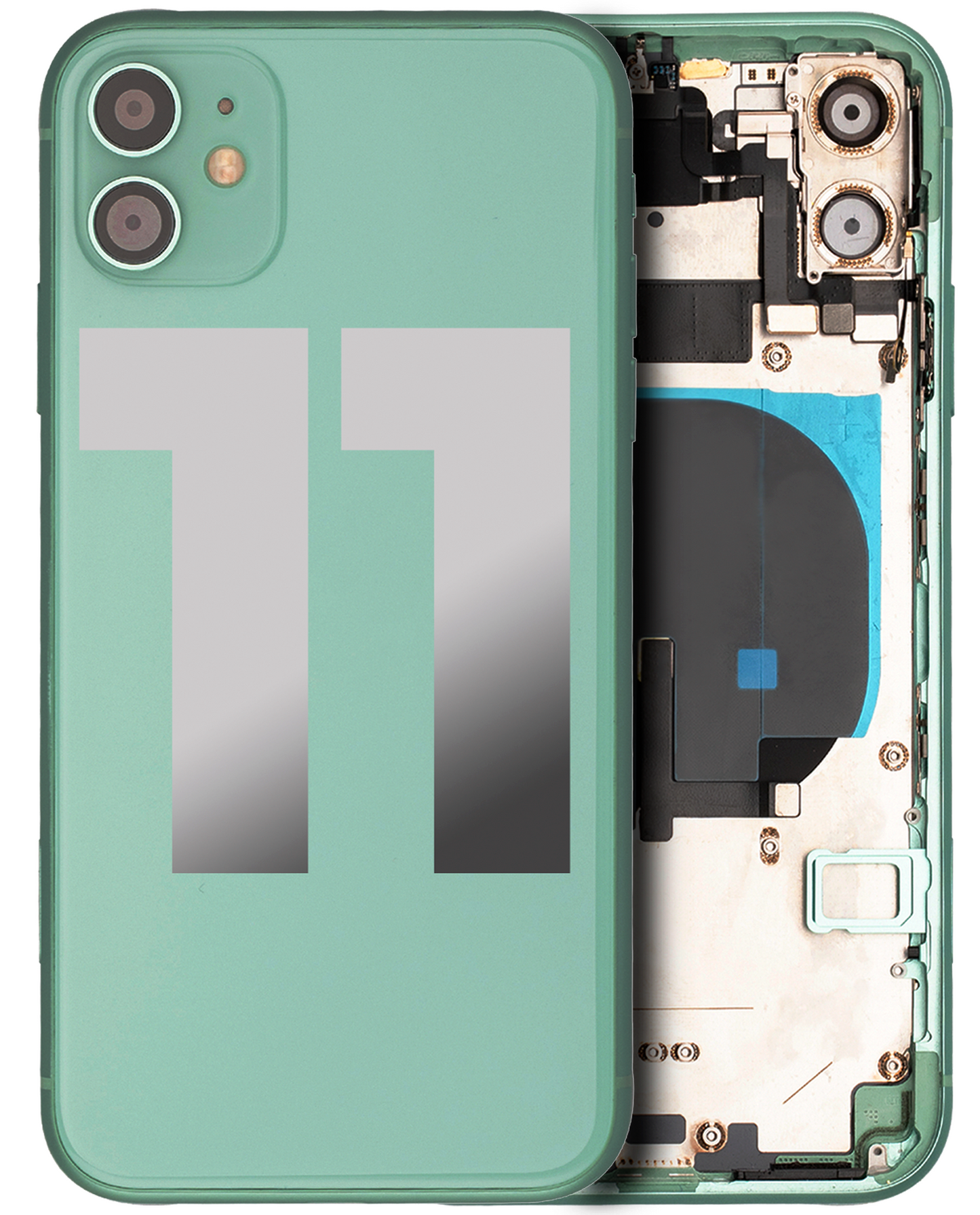 Back Housing W/ Small Components Pre-Installed For iPhone 11 (Used OEM Pull: Grade A) (Green)