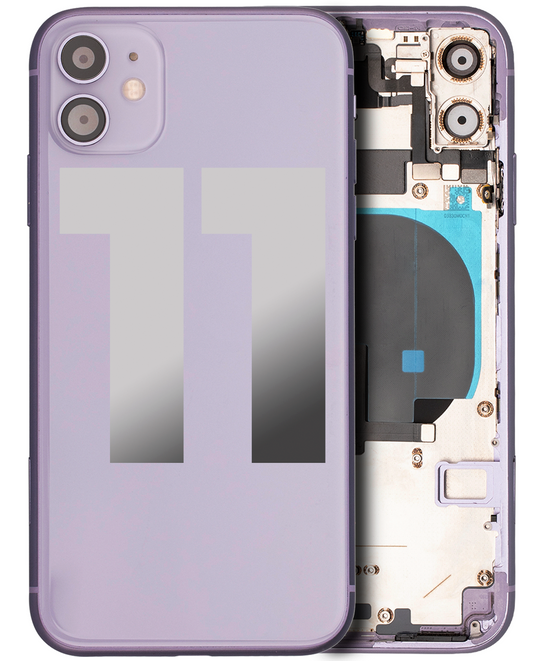 Back Housing W/ Small Components Pre-Installed For iPhone 11 (Used OEM Pull: Grade A) (Purple)