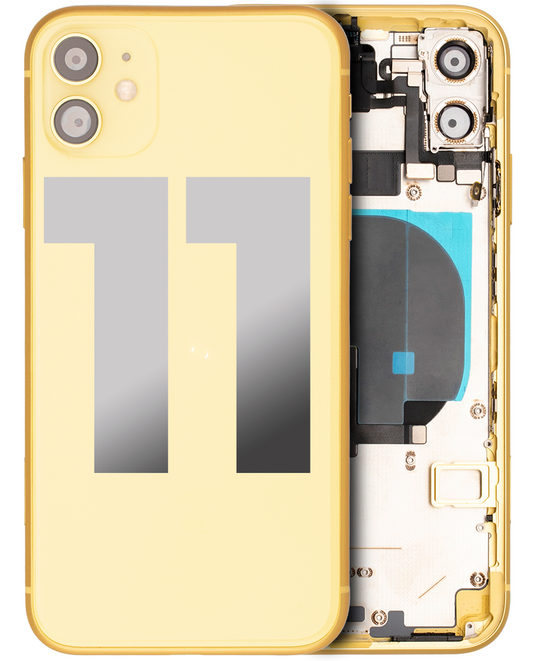 Back Housing W/ Small Components Pre-Installed For iPhone 11 (Used OEM Pull: Grade B) (Yellow)