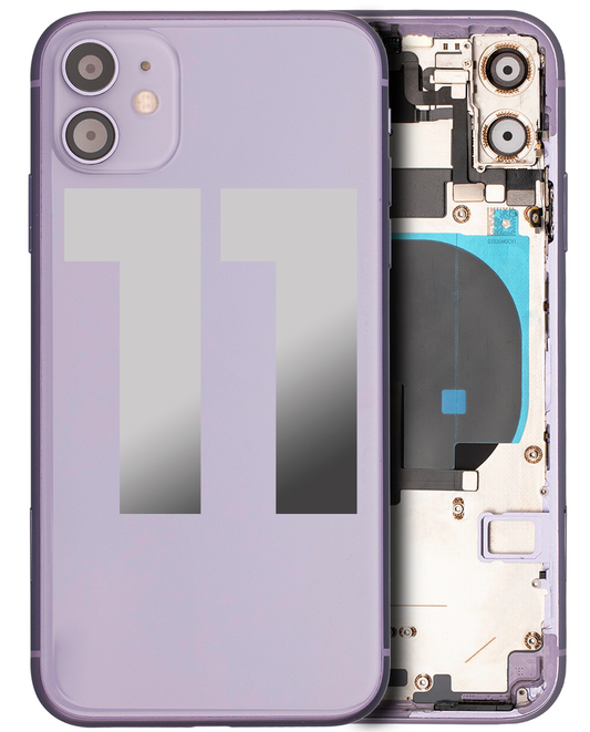 Back Housing W/ Small Components Pre-Installed For iPhone 11 (Used OEM Pull: Grade B) (Purple)