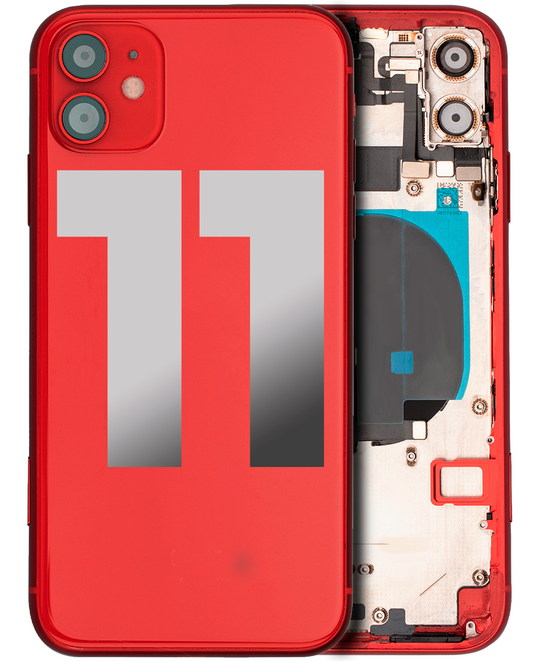 Back Housing W/ Small Components Pre-Installed For iPhone 11 (Used OEM Pull: Grade C) (Red)