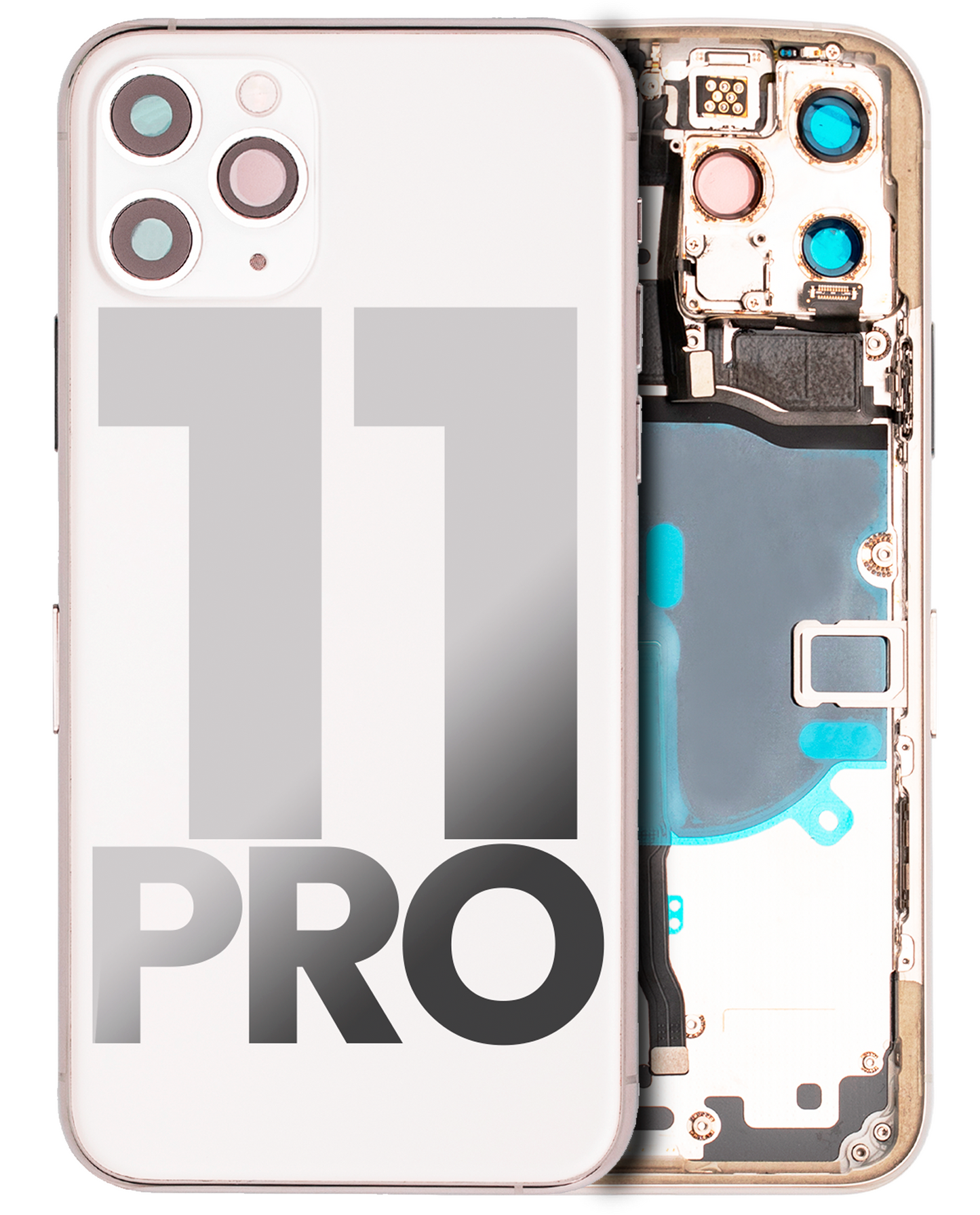 Back Housing W/ Small Components Pre-Installed For iPhone 11 Pro (Used OEM Pull: Grade A) (Silver)