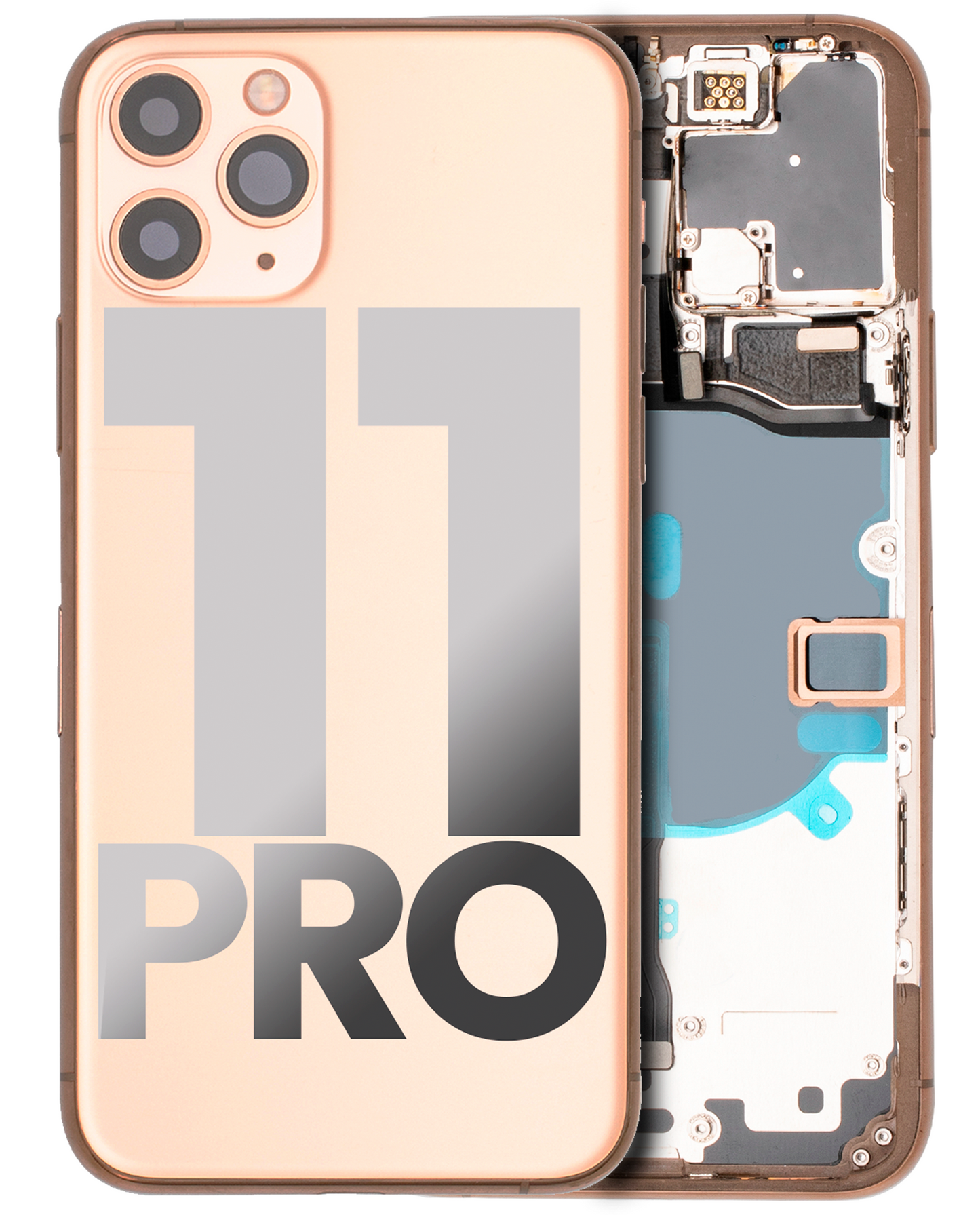 Back Housing W/ Small Components Pre-Installed For iPhone 11 Pro (Used OEM Pull: Grade A) (Matte Gold)