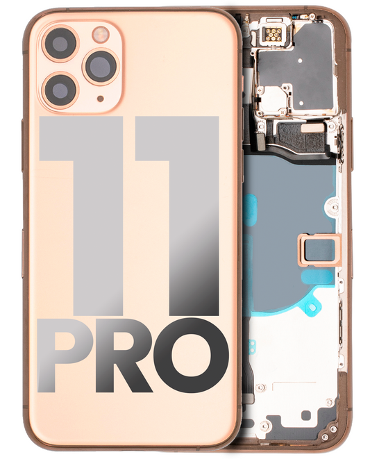 Back Housing W/ Small Components Pre-Installed For iPhone 11 Pro (Used OEM Pull: Grade A) (Matte Gold)
