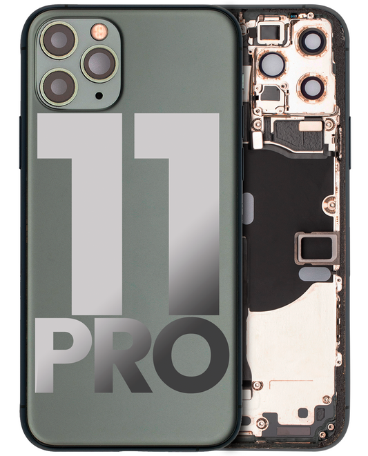 Back Housing W/ Small Components Pre-Installed For iPhone 11 Pro (Used OEM Pull: Grade A) (Matte Midnight Green)