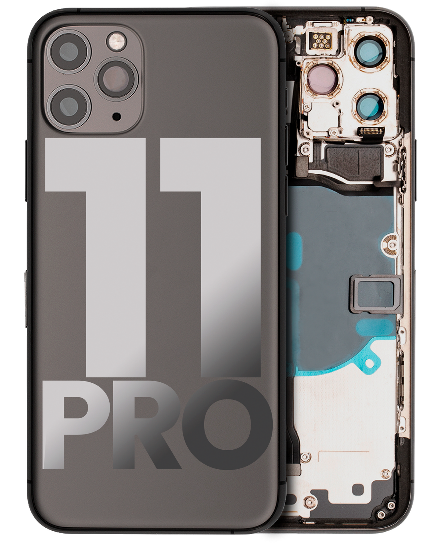 Back Housing W/ Small Components Pre-Installed For iPhone 11 Pro (Used OEM Pull: Grade B) (Matte Space Gray)