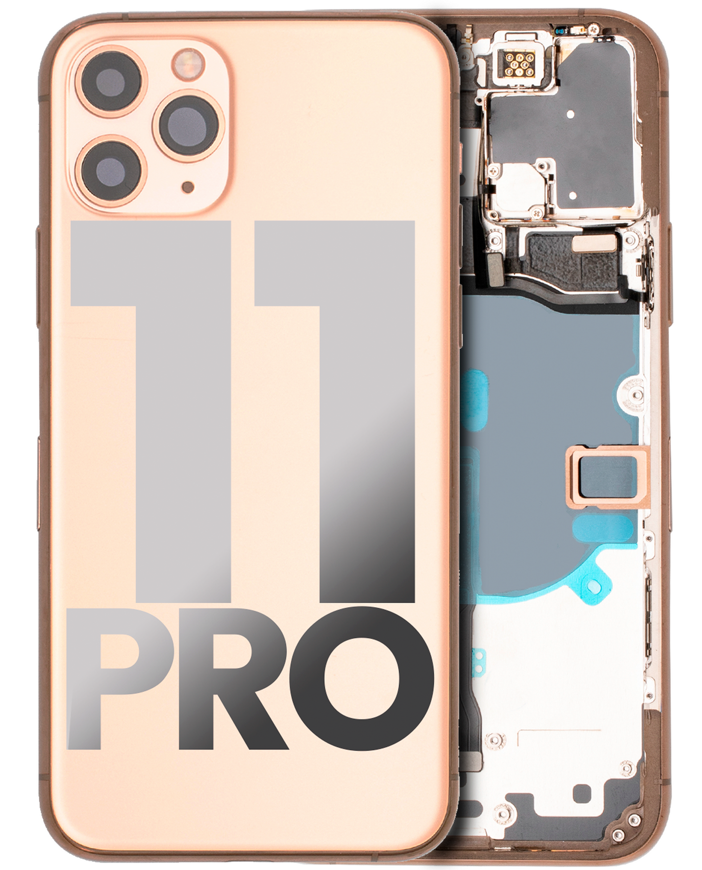 Back Housing W/ Small Components Pre-Installed For iPhone 11 Pro (Used OEM Pull: Grade B) (Gold)