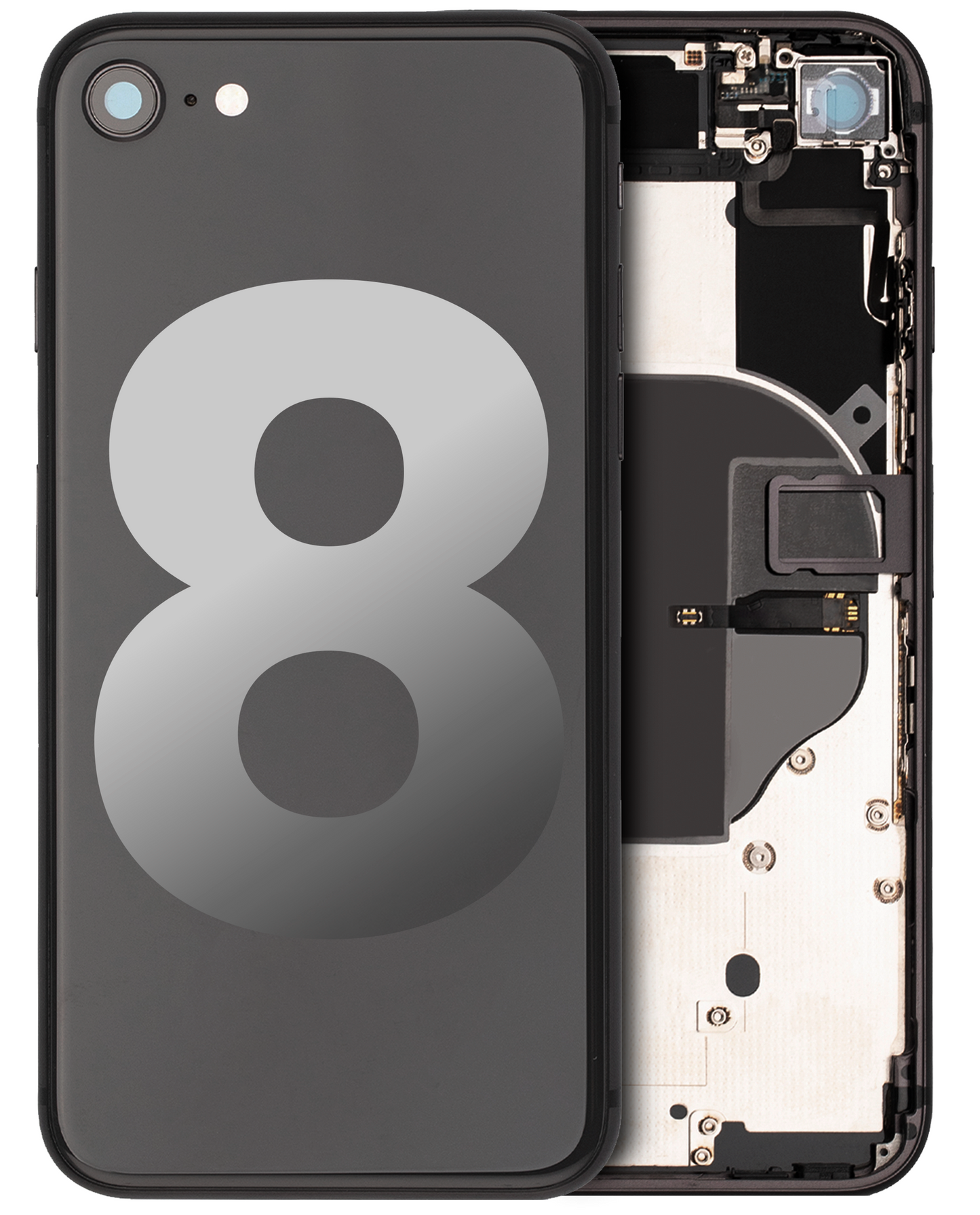 Back Housing W/ Small Components Pre-Installed For iPhone 8 (Used OEM Pull: Grade A) (Space Gray)