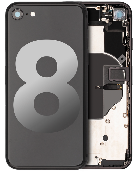 Back Housing W/ Small Components Pre-Installed For iPhone 8 (Used OEM Pull: Grade A) (Space Gray)
