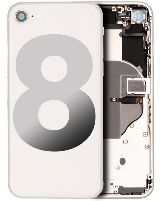 Back Housing W/ Small Parts For iPhone 8 (Used OEM Pull: Grade C) (Silver)