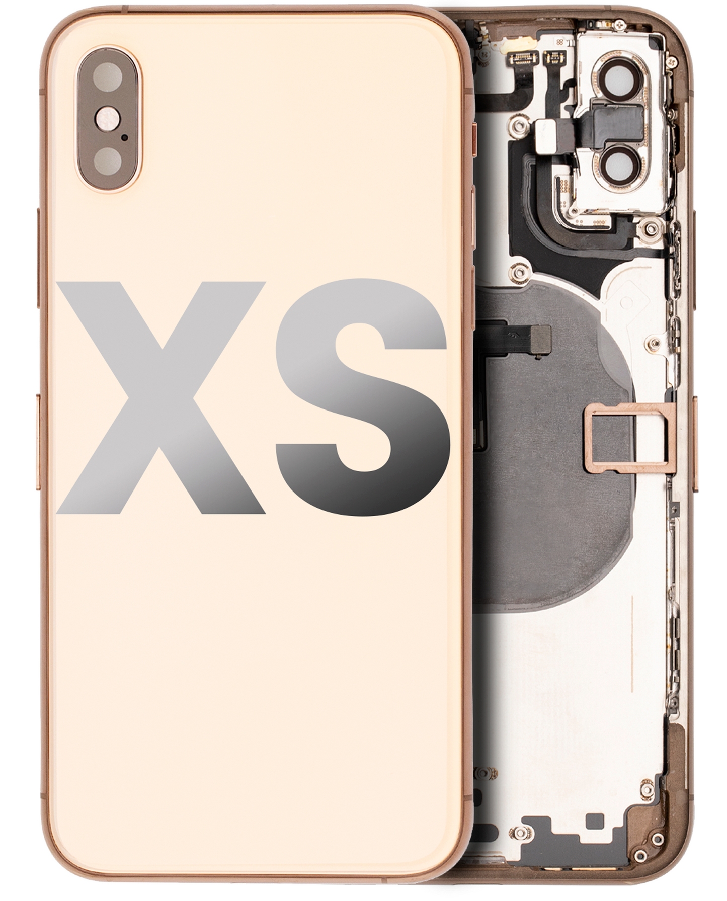 Back Housing W/ Small Components Pre-Installed For iPhone XS (Used OEM Pull: Grade C) (Gold)