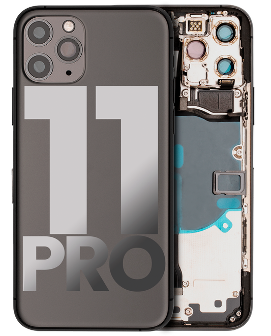Back Housing W/ Small Components Pre-Installed For iPhone 11 Pro (Used OEM Pull: Grade C) (Matte Space Gray)