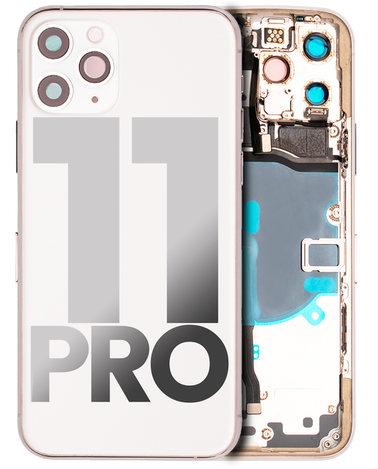 Back Housing W/ Small Components Pre-Installed For iPhone 11 Pro (Used OEM Pull: Grade C) (Matte Silver)