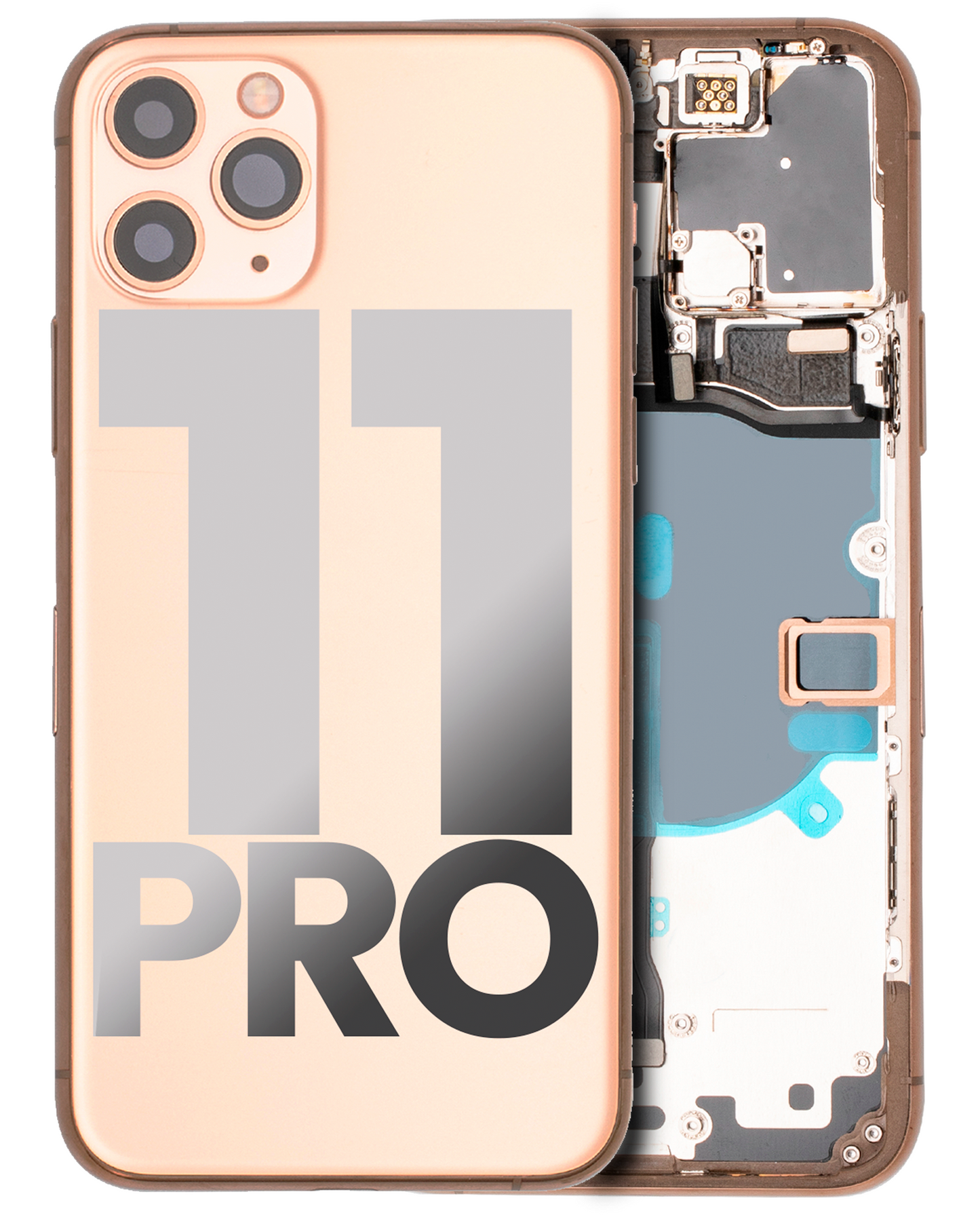 Back Housing W/ Small Components Pre-Installed For iPhone 11 Pro (Used OEM Pull: Grade C) (Matte Gold)