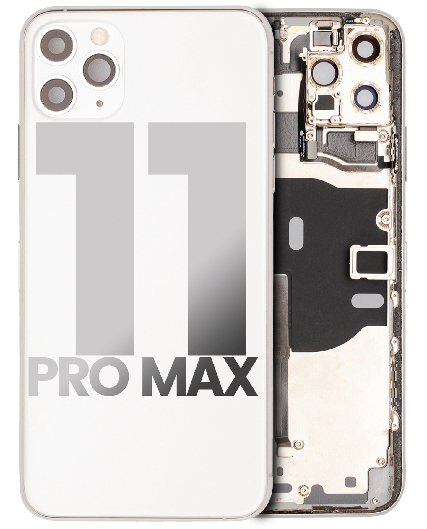 Back Housing W/ Small Components Pre-Installed For iPhone 11 Pro Max (Used OEM Pull: Grade B) (Silver)