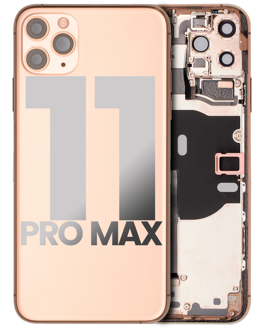 Back Housing W/ Small Parts For iPhone 11 Pro Max (Used OEM Pull: Grade B) (Gold)