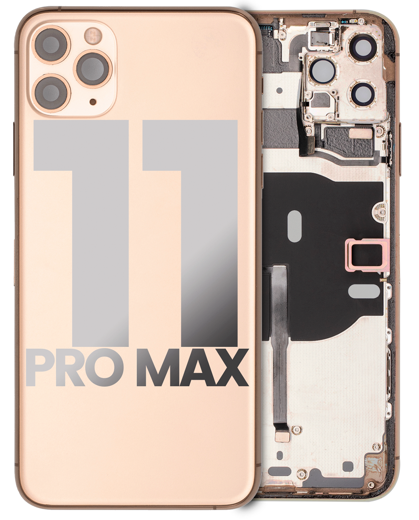 Back Housing W/ Small Parts For iPhone 11 Pro Max (Used OEM Pull: Grade C) (Gold)