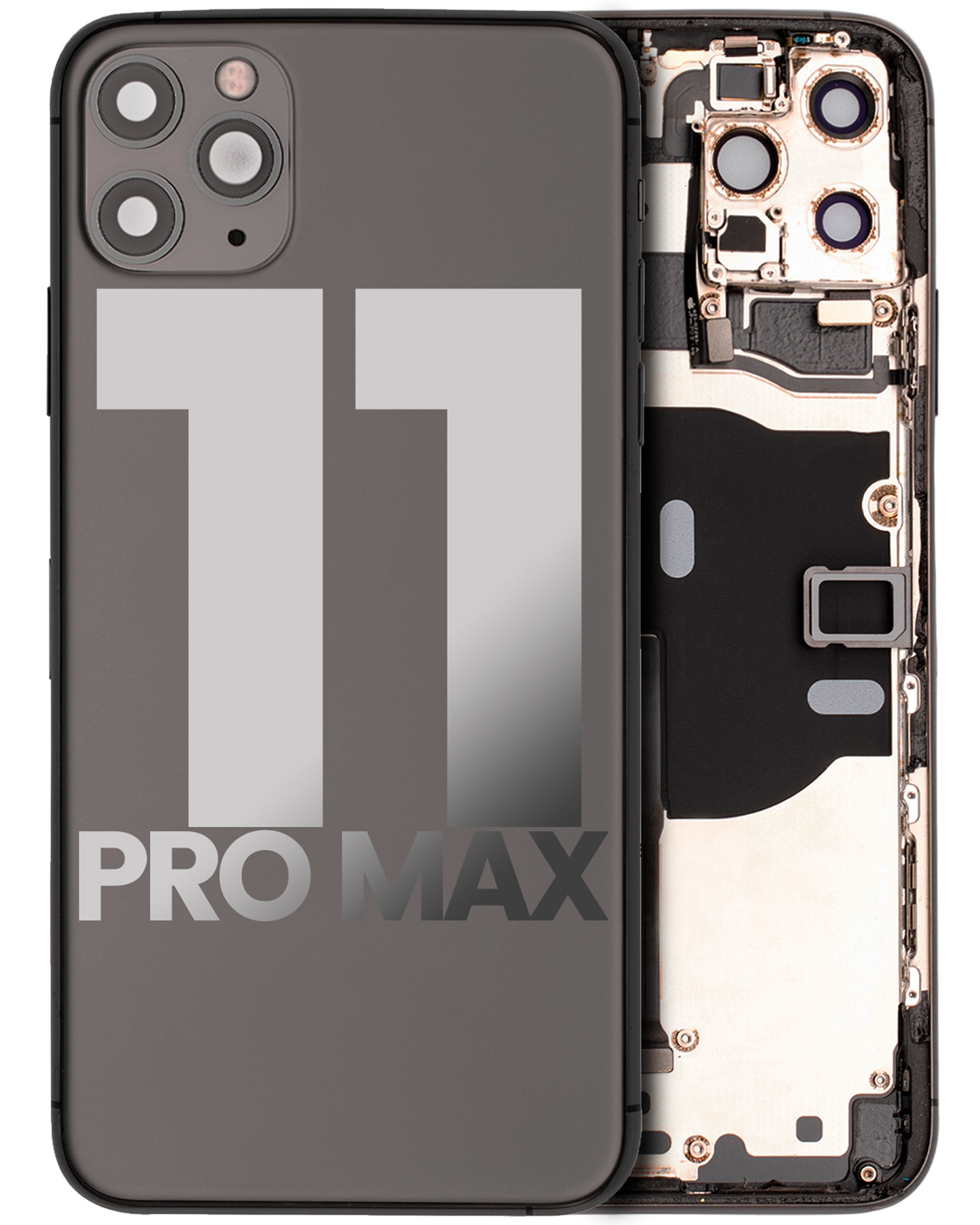 Back Housing W/ Small Parts For iPhone 11 Pro Max (Used OEM Pull: Grade C) (Space Gray)