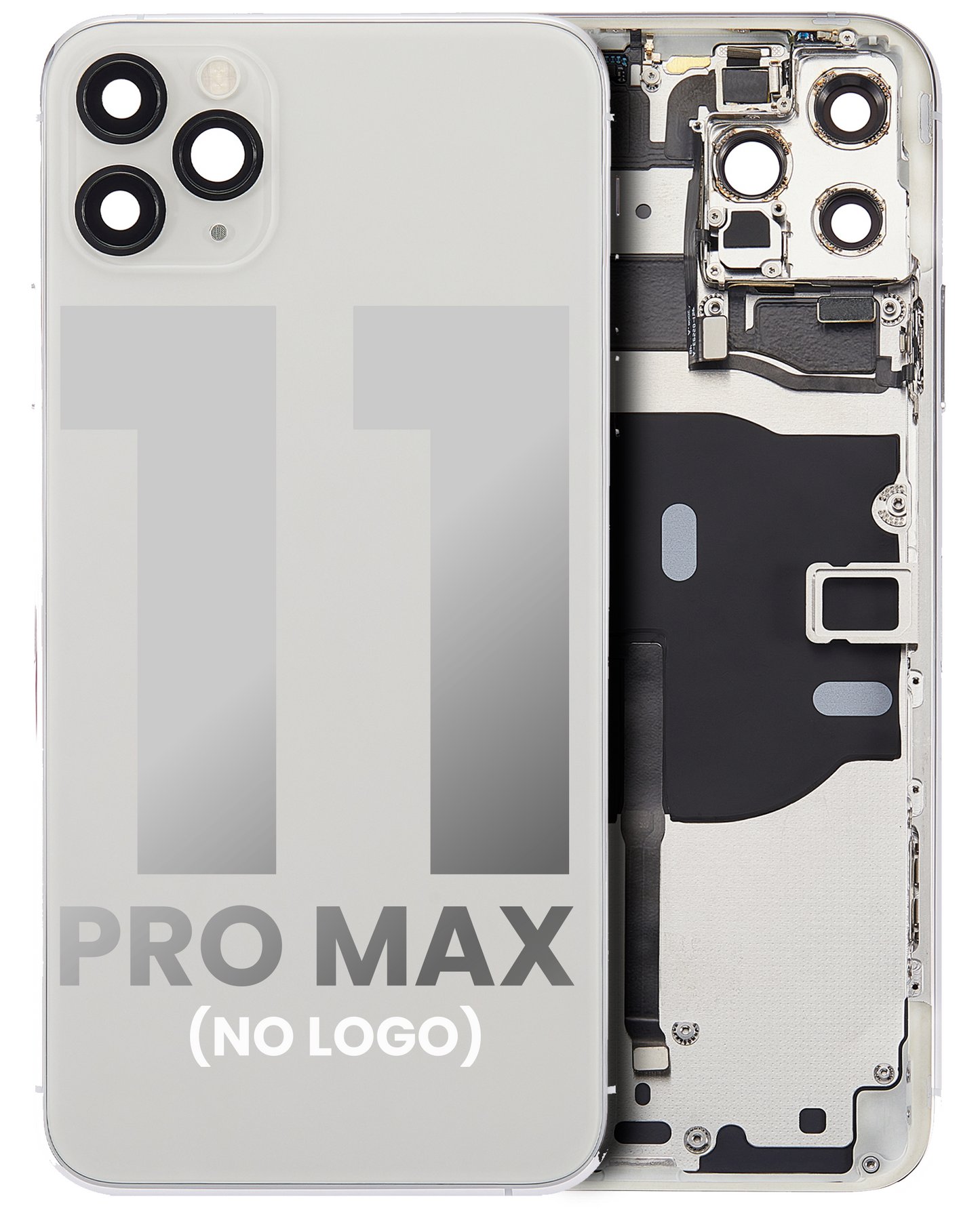 Back Housing W/ Small Components Pre-Installed For iPhone 11 Pro Max (No Logo) (Aftermarket Plus) (Silver)