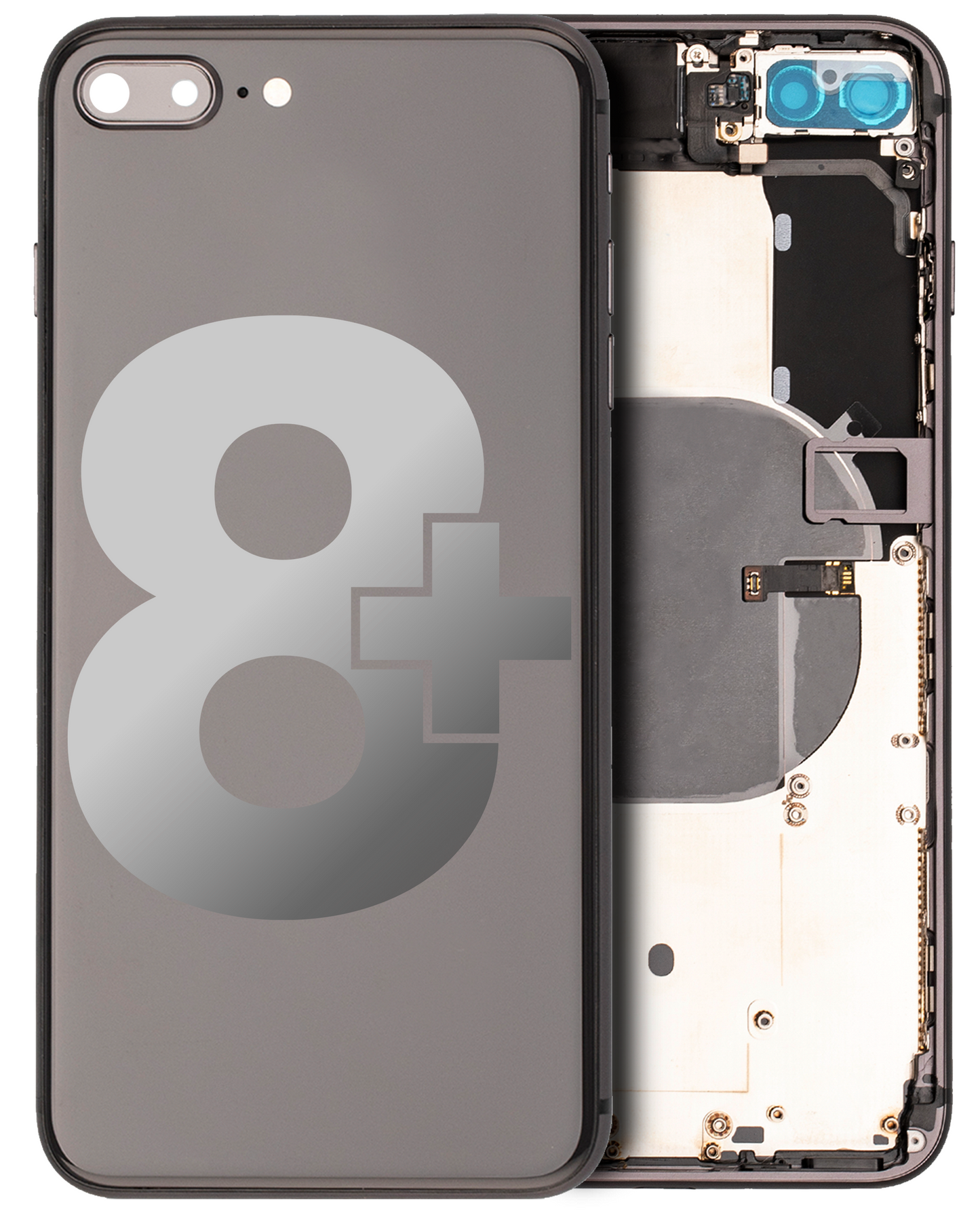 Back Housing W/ Small Parts For iPhone 8 Plus (Used OEM Pull: Grade A) (Space Gray)