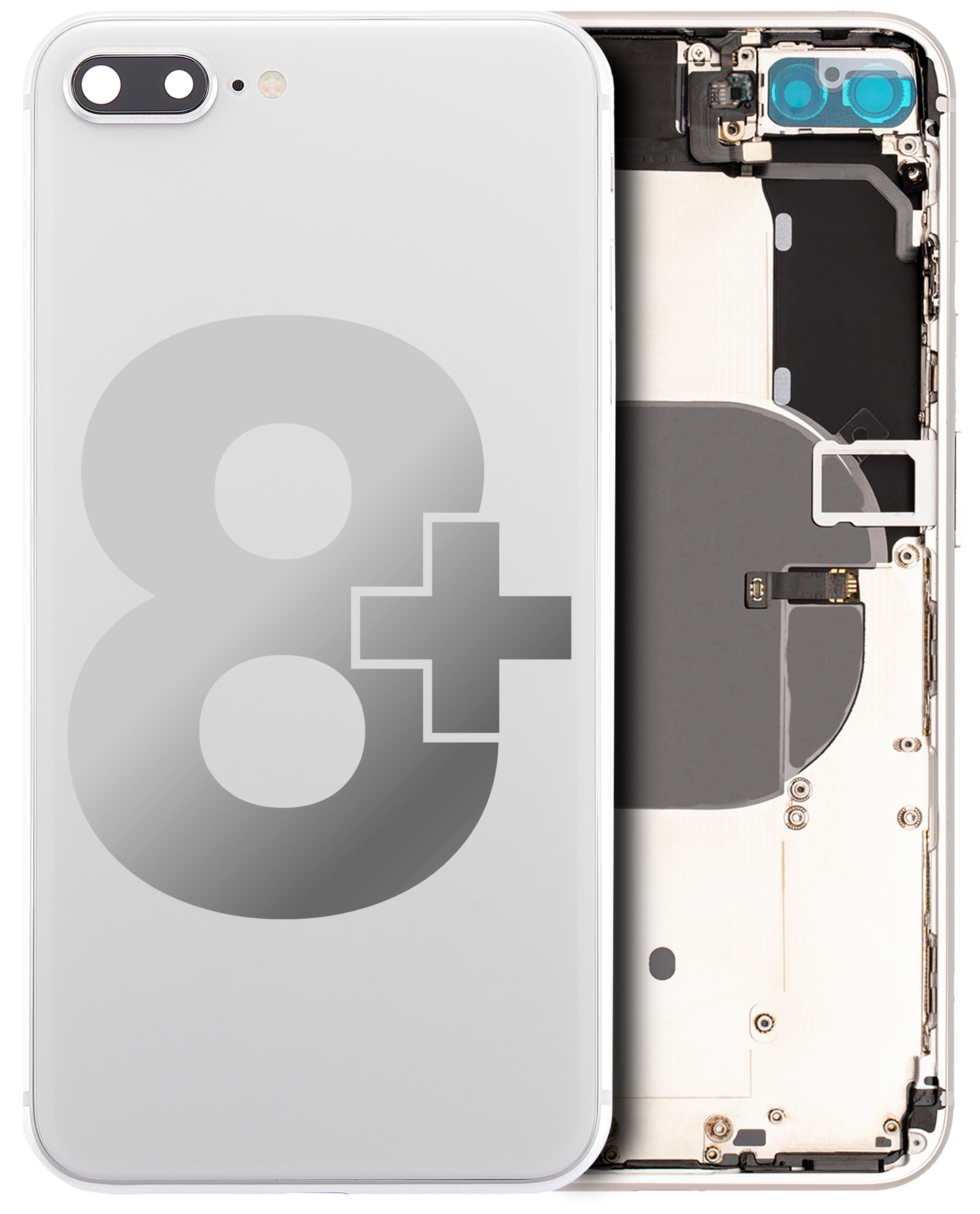 Back Housing W/ Small Components Pre-Installed For iPhone 8 Plus (Used OEM Pull: Grade C) (Silver)